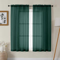 Gwine Hunter Green Sheer Curtains 63 Inch Length for Living Room 2 Panels, Light Filtering Rod Pocket Window Curtain Treatment for Bedroom, Voile Elegant Sheer Drapes，Each 42" Wx63 L, Hunter Green