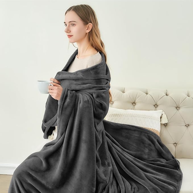 BEDELITE Fleece Blanket Charcoal Grey Throw Blankets for Couch & Bed, Luxury Plush Cozy Fuzzy 60x80 inches, Super Soft Warm Lightweight Throw for Travel Camping