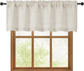OWENIE Natural Valances for Windows 1 Pcs 18 Inch Length, Light Filtering Textured Short Small Valance Curtains for Bathroom Basement Living Room Bedroom, Half Window Curtains Over Sink, 60"W by 18"L