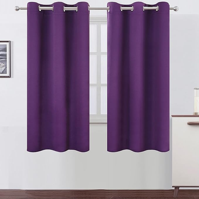LEMOMO Purple Blackout Curtains 40 x 63 Inch Length/Set of 2 Curtain Panels/Thermal Insulated Room Darkening Blackout Curtains for Bedroom