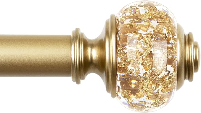Curtain Rods for Windows 48 to 84 Inch, USFOOK 7/8 inch Luxury Gold Curtain Rod 32 to 86 Inch, Telescoping Splicing Drapery Rods with Decorative Translucent Finials