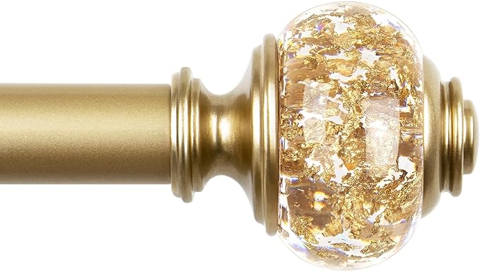 Curtain Rods for Windows 72 to 144 Inch, USFOOK 7/8 inch Luxury Gold Curtain Rod 32 to 144 Inch, Telescoping Splicing Drapery Rods with Decorative Translucent Finials