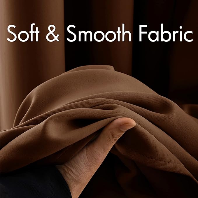 MIULEE Blackout Curtains for Bedroom Living Room Thermal Insulated Room Darkening Mocha Grommet Top Solid Light Blocking Drapery Set of 2 Window Panels 52 x 84 Inches, Cappuccino Brown