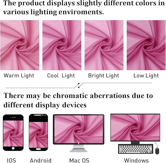 Lecloud Hot Pink Sheer Curtains 96 Inches Long 2 Panels, Rod Pockets Solid Voile Living Room Curtains for Bedroom Dining Room, Light Filtering Airy Vintage Farmhouse Drapes, Each Panel 42" W x 96" L