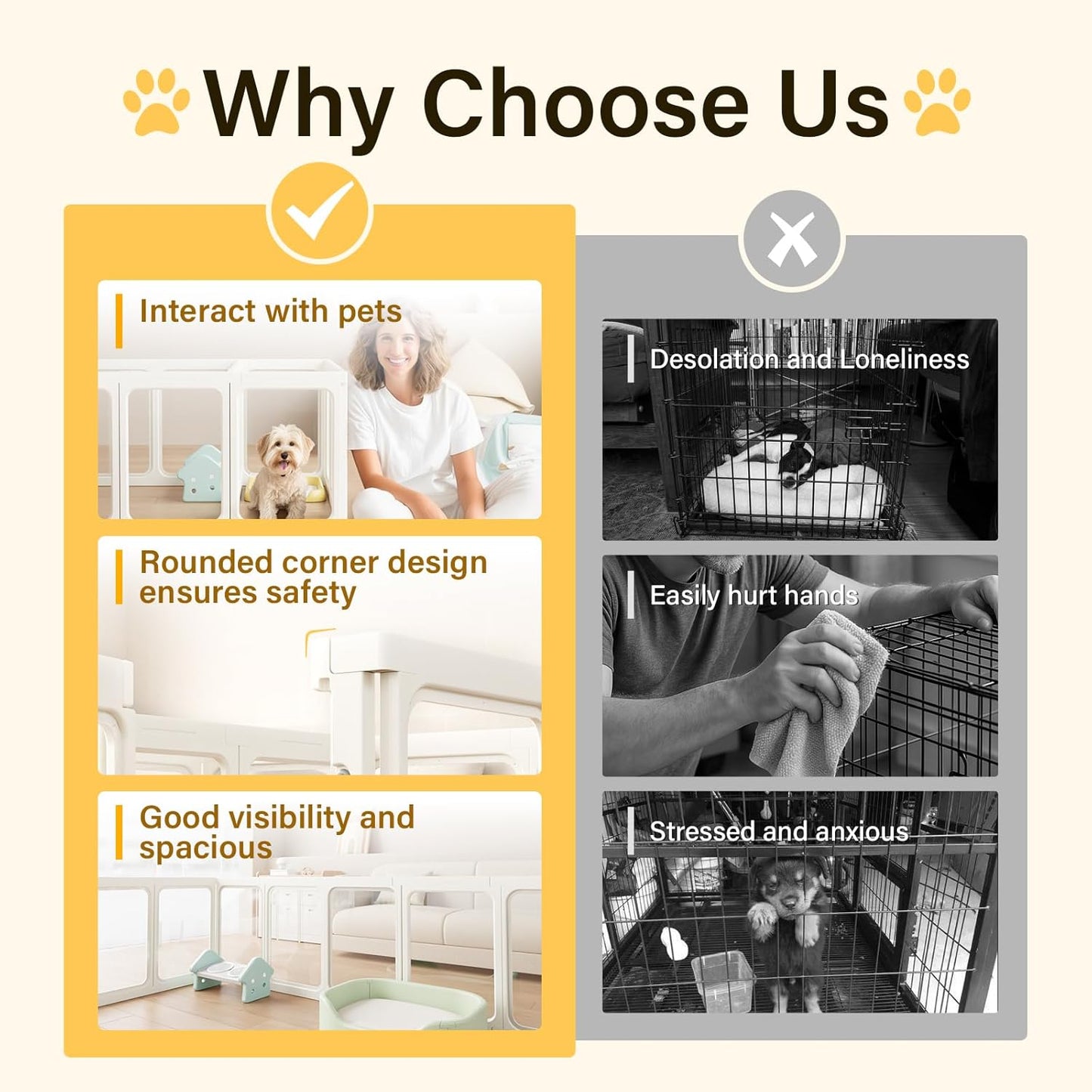 Acrylic Dog PlayPen, Clear Dog Play Pen for Puppy Cat Rabbit, Easy Assemble Pen, Preferable Small Cage, 23.6" H, 10Pcs