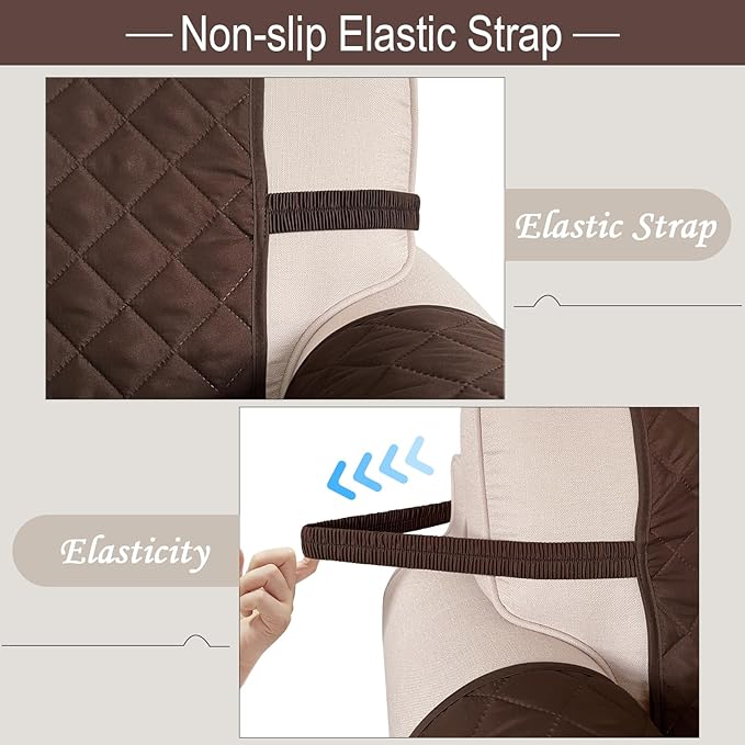 Recliner Chair Covers Reversible Sofa Cover Couch Cover for Pets Lazy Boy Furniture Protector(23''Chair,Chocolate/Taupe)