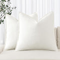 MIULEE Decorative Linen Pillow Covers 18x18 Inch Cream White Boho Farmhouse Neutral Couch Throw Pillows for Bed Pack of 2 Accent Modern Pillowcase Sofa Livingroom Home Decor