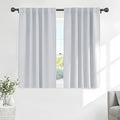 PONY DANCE 60% Light Filtering White Curtain Panels, Kitchen Curtains Room Darkening Energy Saving Short Drapes with Back Tab for Bedroom Home Decor, 52 in Wide by 54 Long, Greyish White, 2 Pieces