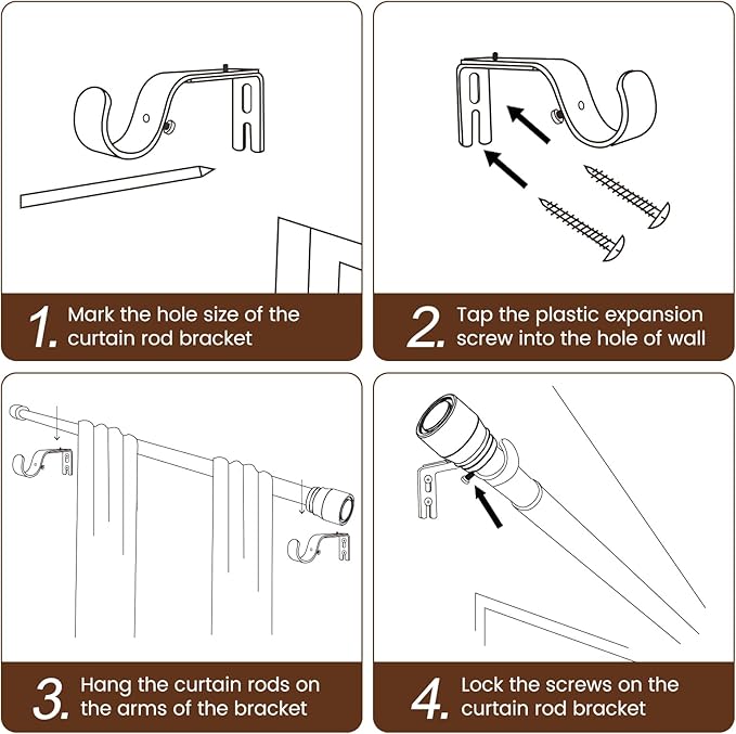 Hradecti 1' Diameter Matte Black Curtain Rod, 30-60 inch, Fits 30-54 Windows, Heavy Duty, Adjustable, Telescopic, Splicing Metal, Extra Long, for Windows & Sliding Glass Door
