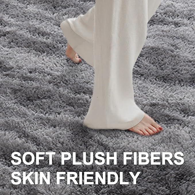 9x12 Ft Extra Large Shag Rugs for Living Room, Ultra Soft Fluffy Furry Area Rugs for Bedroom Indoor Floor, Aesthetic Carpet for Kids Home Decor (Grey)