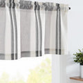 jinchan Striped Valance Farmhouse Window Treatment Linen Textured Drapes for Small Windows Kitchen Living Room RV Vintage Valance 16 Inch Rod Pocket 1 Panel Black and Grey
