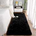 Chicrug Soft Runner Rug for Bedroom Living Room Plush Fluffy Rug 2x8 Feet, Shag Furry Runner Rug Carpet Non Shedding for Nursery Children Kids Girls Room Home Decorative, Black