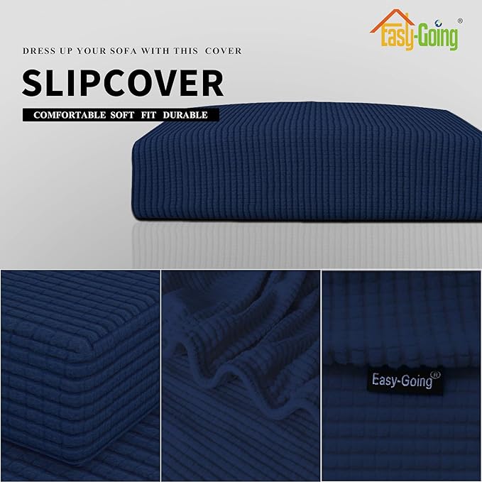 Easy-Going Stretch Cushion Cover Sofa Cushion Furniture Protector Sofa Seat Sofa slipcover Sofa Cover Soft Flexibility with Elastic Bottom(Oversized Sofa Cushion, Navy)
