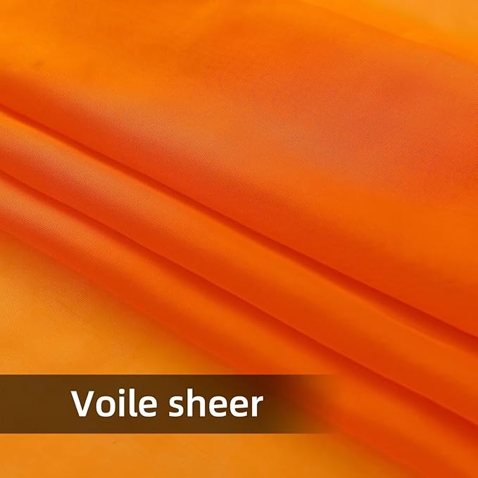 youleyar Solid Sheer Rod Pocket Curtain Voile Draperies 2 Panels Orange Beige Black Grey Coffee 70 Inch Width 84 Inch Long 1 Pair for Kitchen Bedroom Children Living Room Yard(Orange,70Wｘ84L)