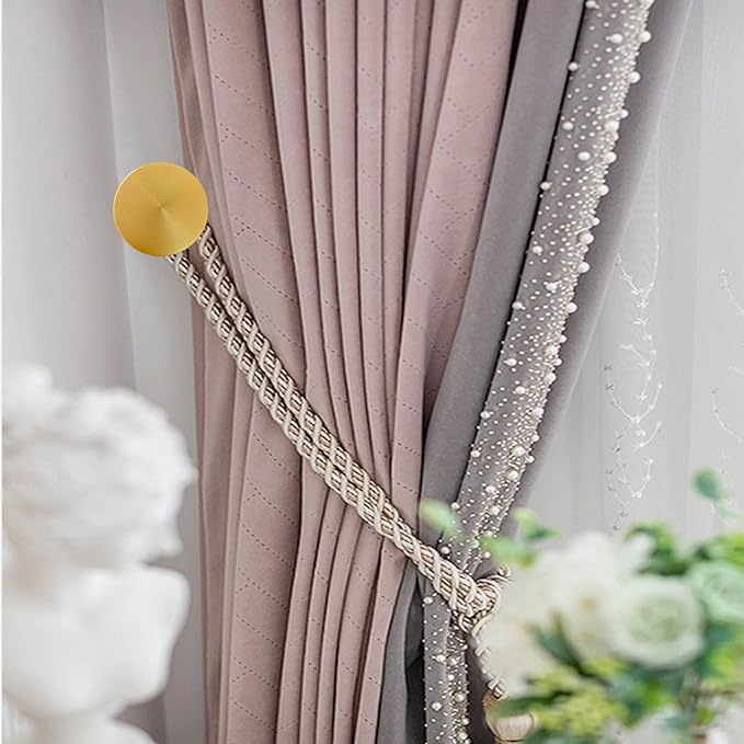 Curtain Tiebacks 2 Pack Curtain Holdbacks Zinc Alloy Curtain Tiebacks Wall Mounted with Screws, Decorative Curtain Holders for Drapes Stylish Gold Curtain Tieback Hooks for Home Office