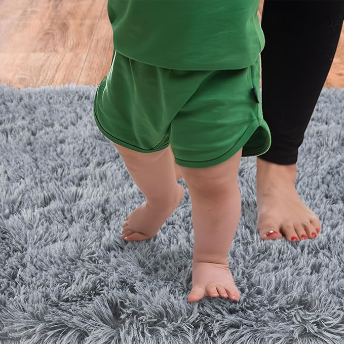 Soft Runner Rugs for Bedroom Hallways, 2x6 Grey Fluffy Shag Throw Area Rug Non Slip for Bedside Dorm, Long Shaggy Furry Carpet for Nursery Living Room