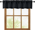 OWENIE Black Valances for Windows 1 Pcs, Light Filtering Textured Farmhouse Short Small Valance Curtains for Bathroom Basement Living Room Bedroom, Rod Pocket Half Curtains for Windows, 60Wx12L Inch