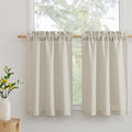 RYB HOME Kitchen Curtains, 30 inches Long Linen Rod Pocket Semi Sheer Cuartins for Basemnet Cafe, Light Filtering Bathroom Curtains Over Sink, W 26 x L 30, Angora, 2 Panels Set