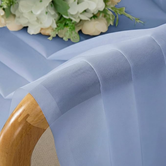 OWENIE Sheer Curtains 96 inches Long 2 Panels Set for Living Room/Bedroom, Rod Pocket Voile Sheer Panel Drapes, Airy Soft Fabric Window Treatments, 2pcs, Each 42" W x 96" L, Demin