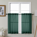 Gwine Hunter Green Sheer Kitchen Curtains 36 Inch Length, Light Filtering Voile Soft Airy Small Cafe Curtains, Short Window Curtain for Bathroom Basement, 42x36 inch, 2PCS