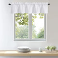 OWENIE Bob 1 PCS White Valances for Windows, Faux Linen Textured Kitchen Window Curtains Valance for Bedroom Living Room, Modern Soft Airy Solid Rod Pocket Bathroom Cafe Curtain, 60Wx12L Inch