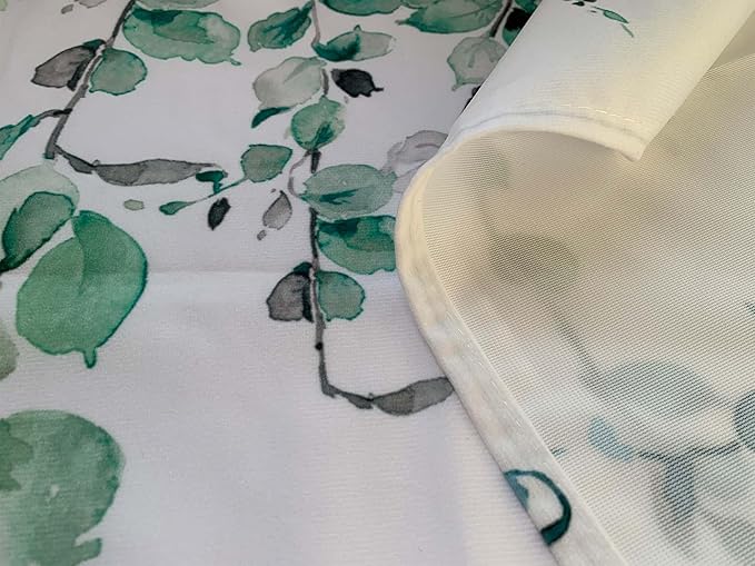 Watercolor Green Leaves Window Valance for Bedroom Living Room, Spring Summer Leaf Vine Plant Curtains Valanes for Windows, 3" Rod Pocket Window Treatment for Home Decorations, 54 x 18 Inch, 1 Pcs