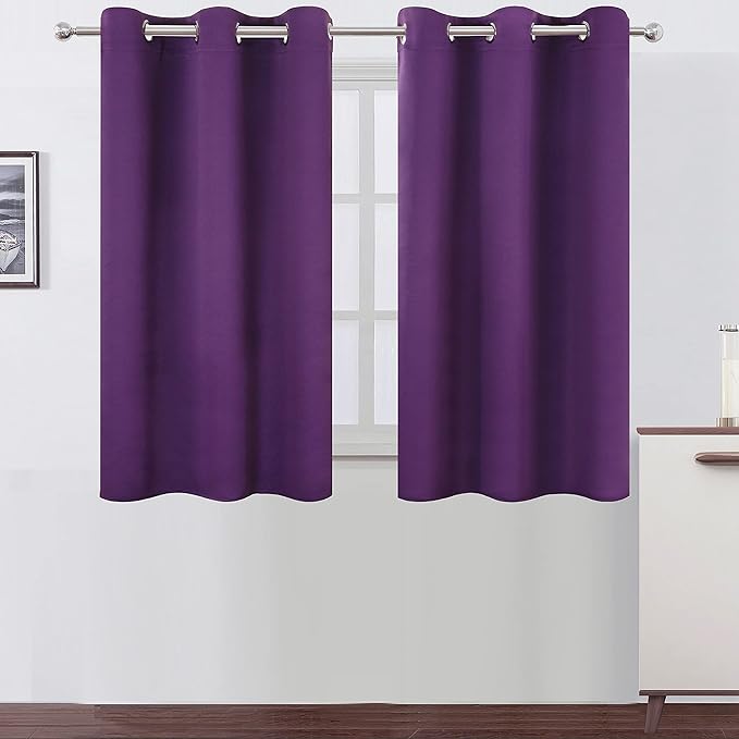 LEMOMO Purple Blackout Curtains 34 x 54 Inch Length/Set of 2 Curtain Panels/Thermal Insulated Room Darkening Blackout Curtains for Bedroom