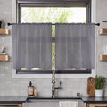 youleyar Solid Sheer Rod Pocket Curtain Voile Draperies 2 Panels White Beige Black Ivory Grey 26 Inch Width 30 Inch Long 1 Pair for Kitchen Bedroom Children Living Room Yard(Grey,26W x 30L)