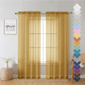 Lecloud Gold Sheer Curtains 72 Inch Length 2 Panels, Light Filtering Voile Window Drapes for Bedroom, Dual Rod Pocket Living Room Elegant Window Treatments, 40 W x 72 L Inches, Gold