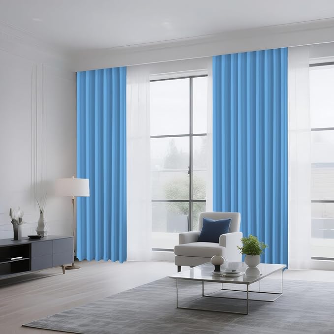CUCRAF Light Blue Blackout Curtains 90 inch Length 2 Panels Set, Rod Pocket Room Darkening Drapes for Bedroom Living Room, Insulated Thermal Light Blocking Window Curtain (W52 x L90 Inch)