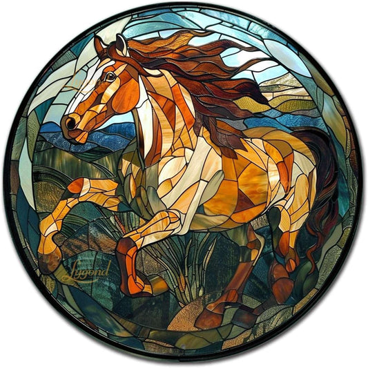 Lygond Metal Tin Sign - American Mustang Vintage Stained Glass Sign for Garden - 1212 Inches