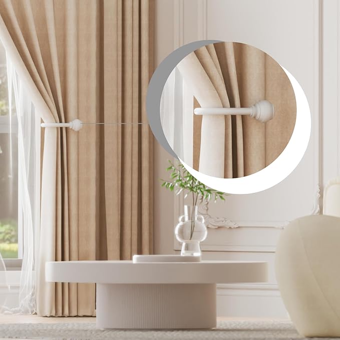Hion Curtain Holdbacks White 2pcs, Curtain Tiebacks Wall Mounted Curtain Hooks Holders for Drapes