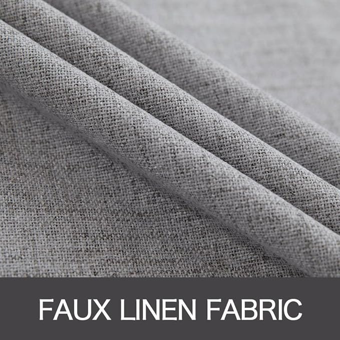 MIULEE Linen Blackout Curtains and Drapes 100% Room Darken Thermal Insulated Grommet Window Panels with Coating 2 PCs W 42 x L 90 inches Grey