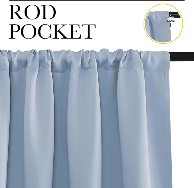 NICETOWN RV Blackout Curtains for Camper Windows, Vintage Blue, 42" x 36", Set of 2, Kitchen Curtains, Short Blackout Drapes, Thermal Insulated Rod Pocket Window Treatment Draperies for Nursery