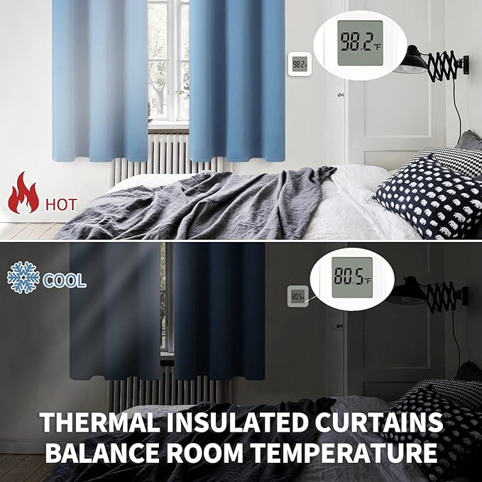 BGment Blackout Curtains - Grommet Thermal Insulated Room Darkening Bedroom and Living Room Curtains, Set of 2 Panels (70 x 84 Inch, Denim)