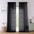 Lecloud Black Sheer Curtains 96 Inches Long 2 Panels, Solid Airy Voile Dual Rod Pocket Sheer Curtains, Light Filtering Privacy Window Curtain Drapes for Living Room Bedroom Balcony, 59" W x 96" L