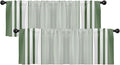 Emvency 2 Pack Valances Window Treatments, Striped Modern Green Farmhouse Minimalist Drapes Adjustable Curtain for Windows Living Room Kitchen Over Sink, 52x18 Inch Rod Pocket Valances