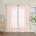 OWENIE Furman Blush Sheer Curtains, 72 inches Long 2 Panels Set, Light Filtering Top Rod Pocket Semi Sheer, Pink Door Curtains for Bedroom Living Room, 40Wx72L inch, Geometric Jacquard Design
