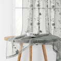 HOMEIDEAS Grey Sheer Curtains 84 Inches Long 2 Panels Embroidered Floral Pattern Semi Sheer Window Curtains for Bedroom Living Room