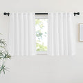 NICETOWN White Semi Sheer Kitchen Curtains 24 inch Length, Rod Pocket & Back Tab Faux Linen Blend Privacy with Light Filtering Window Drapes for Cafe, W34 x L24, 2 Panels
