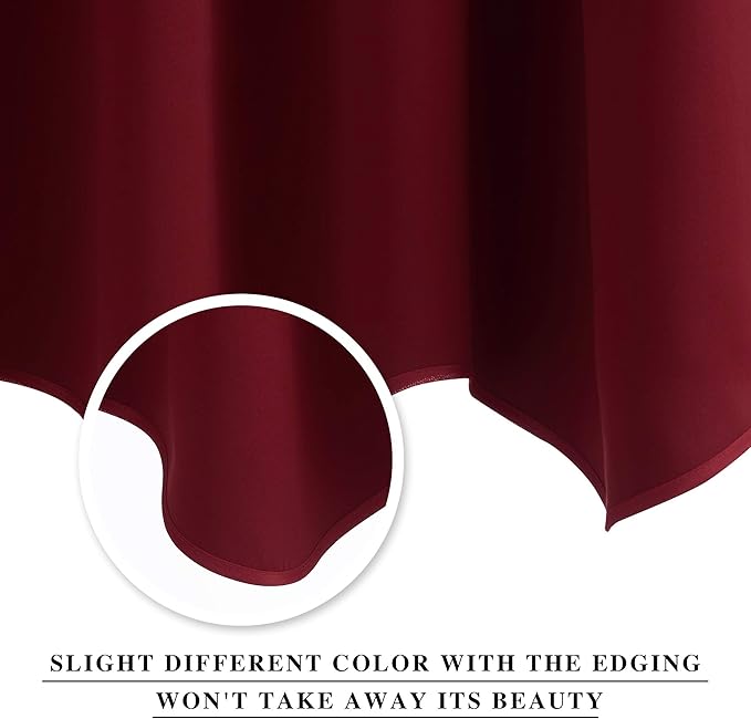 NICETOWN 2 Panels Valance for Window Farmhouse Style Window Treatment Thermal Insulated Room Darkening Curtain Valances Rod Pocket for Kitchen/Living Room/Christmas, 42 x 18 inch Long, Burgundy Red