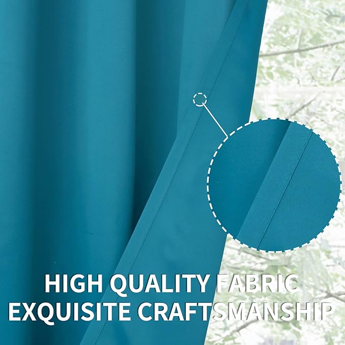 BGment Blackout Curtains - Grommet Thermal Insulated Room Darkening Bedroom and Living Room Curtains, Set of 2 Panels (52 x 54 Inch, Peacock Blue)