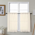 Gwine Cream Sheer Kitchen Curtains 36 Inch Length, Light Filtering Voile Soft Airy Small Cafe Curtains, Short Window Curtain for Bathroom Basement, 42x36 inch, 2PCS