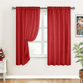 HOMEIDEAS Christmas Non-See-Through Red Privacy Sheer Curtains, 52 X 63 Inches Long 2 Panels Sheer Curtains Light Filtering Window Drapes for Bedroom Living Room