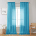 Lecloud Turquoise Sheer Curtains 96 Inches Long 2 Panels, Elegant Gauzy Airy Light Filtering Curtain, Voile Home Decor Drapes with Dual Rod Pocket for Bedroom Living Room, Each 42" W x 96" L