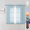 Lecloud Sky Blue Sheer Curtains for Bedroom 54 Inch Length 2 Panels, Durable & Soft Touch Solid Voile Curtain with Dual Rod Pockets, Bathroom/Kitchen/Living Room Window Gauzy Drapes, 40W x 54L