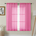 Gwine Sheer Curtains 63 Inch Length - Light Filtering Rod Pocket Window Curtain Panels for Bedroom, Elegant Soft Voile Living Room Sheer Drapes, Each 42Wx63L, 2 Panels, Hot Pink