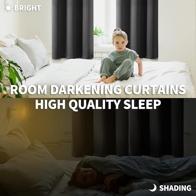 BGment Blackout Curtains for Bedroom - Grommet Thermal Insulated Room Darkening Curtains for Living Room, Set of 2 Panels, Each 46 x 84 Inch, Dark Grey