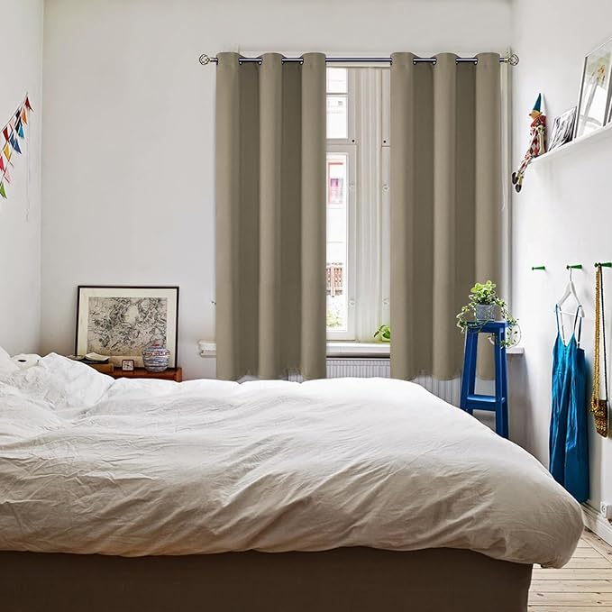 BGment Room Darkening Curtains 72 Inches Long - Grommet Thermal Insulated Drapes Window Treatment Curtains for Bedroom, 2 Panels, 42 x 72 Inch, Cocoa