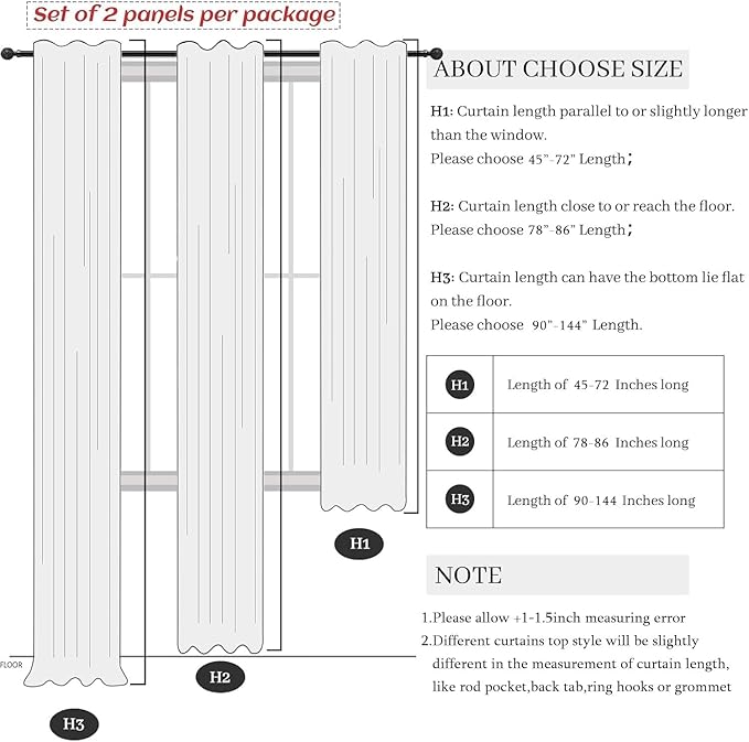 Pitalk Off White Linen Curtains 92 Inch Length 2 Panels for Living Room Dining Back Tab Pocket Pleated Look Window Curtain Drape Rustic Farmhouse Decor Ivory Cream Curtain for Bedroom 52 x 92 Long